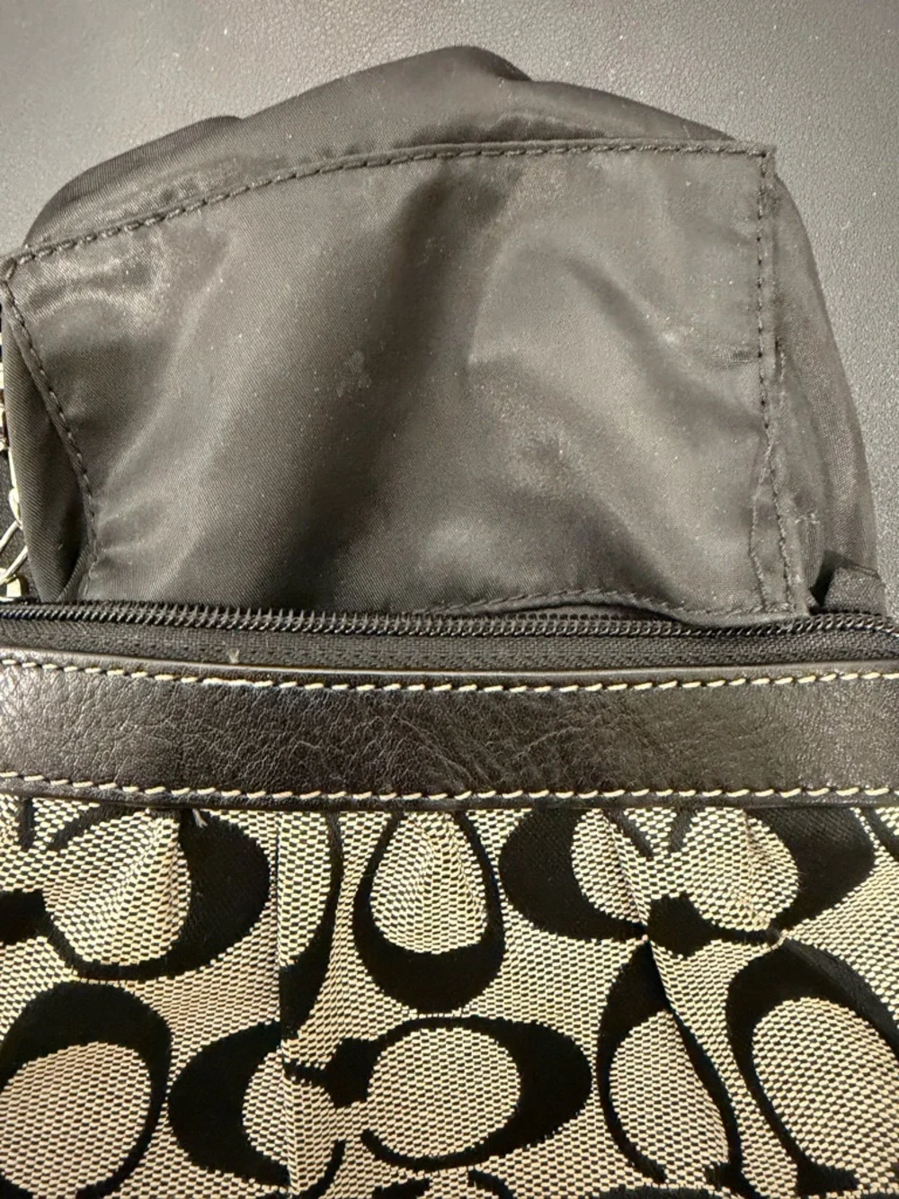 Coach Signature Canvas Wristlet Black Ivory Monogram Y2K - Picture 8 of 10